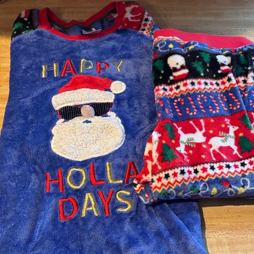 Festive Blue Holiday Pajama Set